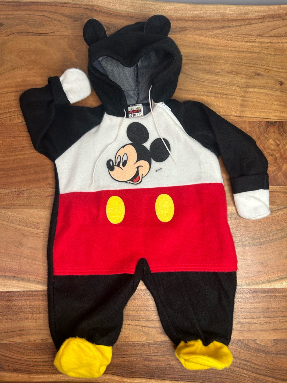 Vintage 1990s Disney Mickey Mouse Baby Halloween Costume / Bunting Suit